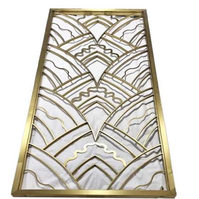 China 304 316 201 Pattern Gold Hairline Square Stainless Steel Sheet Metal Screen Partition Room Divider for Wall Decoration for sale