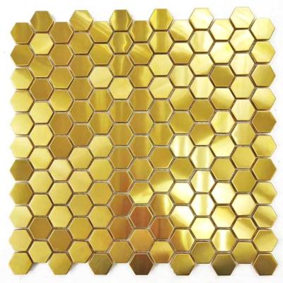 China Haarstrichpoliergoldedelstahl-Hexagon Backsplash-Fliese für Küche ISO-LÄRM zu verkaufen