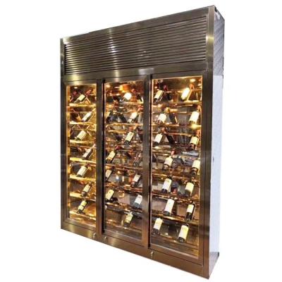 China Gabinetes de acero inoxidables de bronce del vino del ODM 24 refrigeradores AC240V del vino de la pulgada en venta