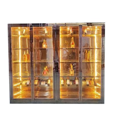 Китай Customized Gold Highend Stainless Steel Wine Cabinet Glass Door Suitable For Restaurants продается