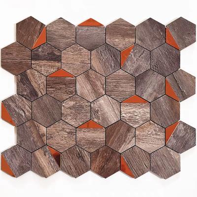 China ASTM Modern Design Hexagonal Inkjet Mosaic Metal 304 Stainless Steel Mosaic Tile For Home Restaurant Wall Decoration for sale