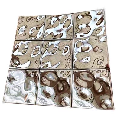 Cina Specchio Silver Water Ripple 304 mosaico in acciaio inossidabile piastrelle 300x300mm Per la decorazione degli interni in vendita