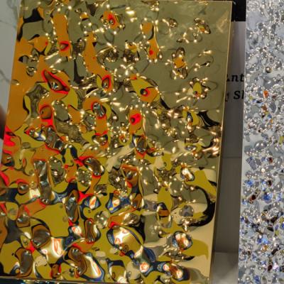 Cina Colore specchio oro 304 Acqua ondulata In acciaio inossidabile pannello di foglio di favo di miele per la decorazione degli interni in vendita