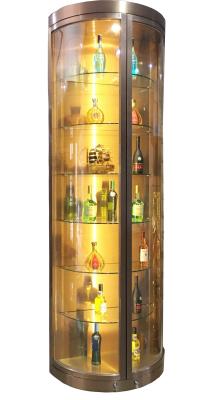 Chine Fabrication Hôtel Restaurant Verre Armoire de rangement de vin Étagère de luxe réfrigérateur en acier inoxydable Étagère d'affichage de whisky à vendre