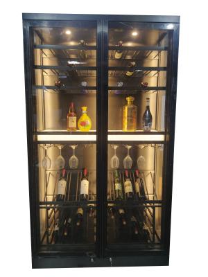 Chine Armoire à vin en acier inoxydable en métal noir sur mesure Température constante de 12 à 18 degrés Celsius à vendre