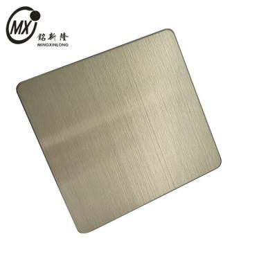 China 304 Champaign Gold Stainless Steel Sheets Brushed Hairline Finished Color Inox Sheets PVD Coating For Cabinet for sale