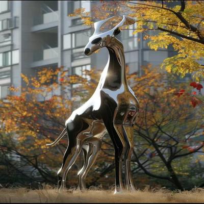 China Modern Design Mirror Animal Metal Art Stainless Steel Garden Abstract Sculpture For Outdoor for sale