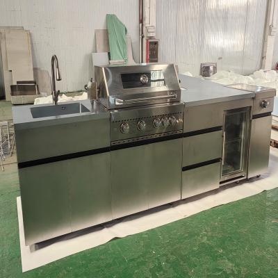 China 304 Stainless Steel Sliver Custom Design Full Set Outdoor BBQ  Kitchen Cabinet for sale