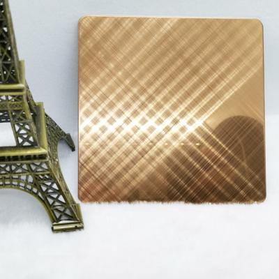 China 0.5mm Decorative Colored Stainless Steel Sheet 8K Copper Cross Hairline for sale