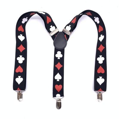 China Suspenders For Men Elastic hearts, clubs, diamonds and  Trousers Pants Holder 3.5cm Belt  Poker Cards Braces Gallus 3.5cm for sale