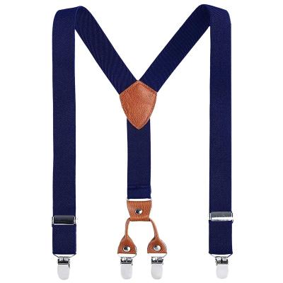 China Kids Child Men Boy Boutique Suspenders - Adjustable Elastic Solid Color 4 Strong Clips Braces As3d6546 for sale