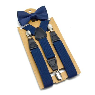 China Polyester Trouser Tirantes Suspenders Bow tie Set for Child Elasticity  Adjustable Length  Tie Suspenders Set Suit Brace for Kids for sale