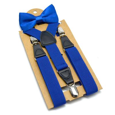 China Polyester New Suspenders Bow tie Set Boys Girls Kids Size 80-130 Height  Y Shape Soft Polyester Straps Solid Pattern Design Simple for sale