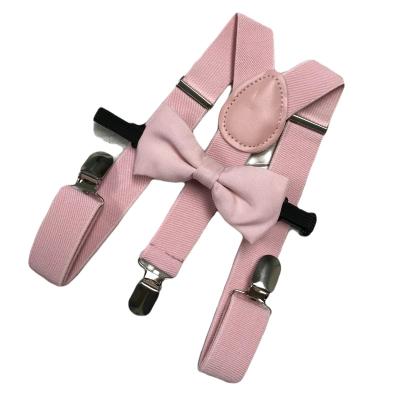 China Wedding Blush Pink Suspender Bowtie Matching Set infant Kids Baby Toddler Kid Size for sale