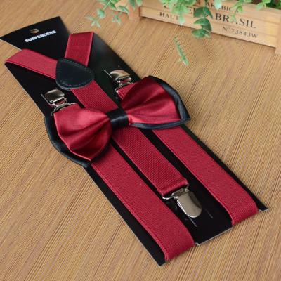 China Black  pure color  style Adult 3clips suspender with 3metal clips customized pure color elastic brace for sale