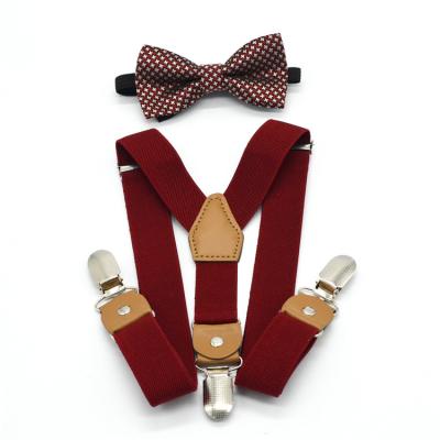 China 3clips Crimson Suspender - Elastic Casual Suspenders-Adjustable Pu Braces For Kid for sale