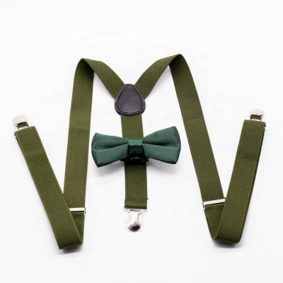 China Olive Green Suspenders with Satin Bow Tie PERFECT Boho  Rustic Wedding Suspender, Ring Bearer Gift, Toddler, Men OLIVE-052 for sale