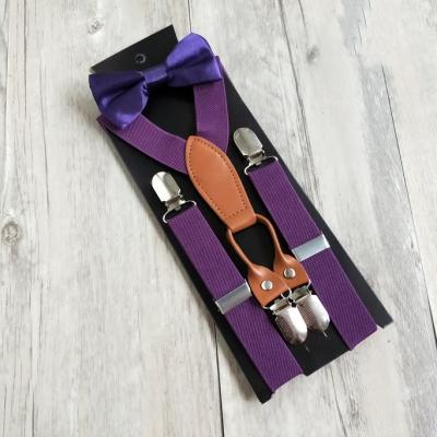 China Personalized  design Lilac Wedding suspenders 4 Sizes to choose from new style purple color mating bow ties for sale