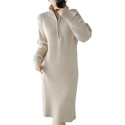 China New Minimalist Sweater Neck Sweater High Protection Dryness Skin-friendly Anti-Wrinkle Warm Feel Knit Long Women's Sweater for sale