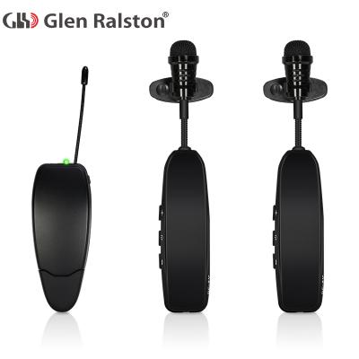 China Wireless Lavalier Microphone Glen Ralston UHF 2 Channel Lavalier Mobile Phone Vlog Video Recording Condenser Microphone for sale