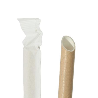 China Contemporary Eco Friendly Disposable Paper Straw Wrapping Bubble Tea Paper Biodegradable Straw Individually Wrapped Paper Drinking Straws for sale