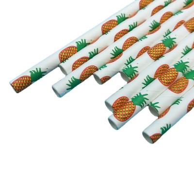 China Disposable high quality colorful fruit paper straws can be customized and sample pineapple printed straws for sale