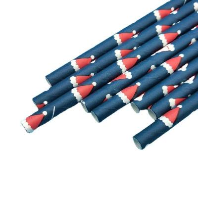 China Farm Christmas Hat Paper Straws Party Disposable Biodegradable Free Samples for sale