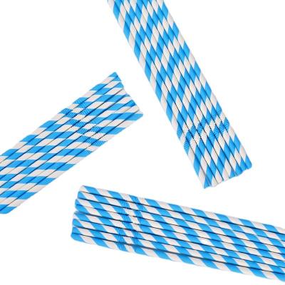 China Bule Modern White Colors Striped Paper Straw Bubble Tea Blue Stripe Paper Straw for sale