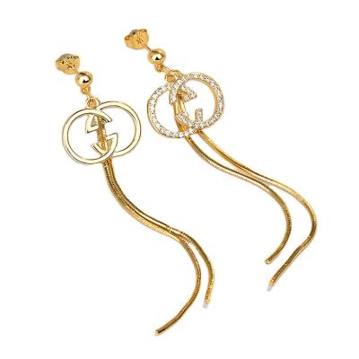 China New Fashion Piercing Jewelry Silver Needle Trendy Designer Earrings Gold Plated Zircon Full GG Letter Famous Brand Women Stud Earrings for sale