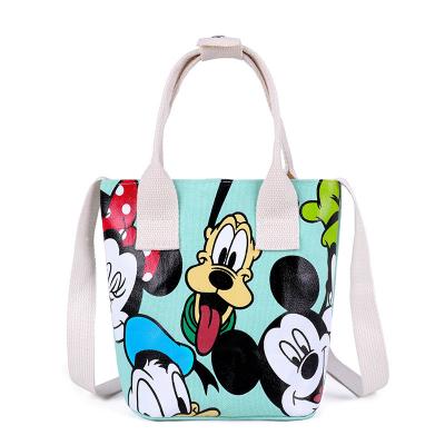 China 2022 Fashionable Cute Kids Handbags School Bag Shoulder Bags Mickey Mouse Cartoon Printing Custom Canvas High Capacity Handbags Planners for sale