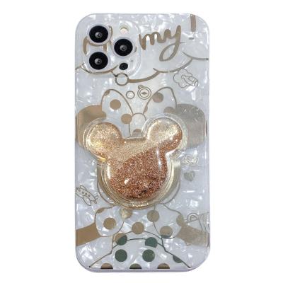 China Waterproof Planner Shell Pattern Fashion Mobile Phone 2022 Cover Anti-drop TPU Pro Mickey Mouse Quicksand Support Phone Case XR 13 12 for sale