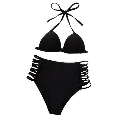 China 2022 New Products Summer Frontier Women's Waterproof Wear Fission Swimsuit Luxury Black Solid Color Sexy Bikini Charming Women For Women for sale