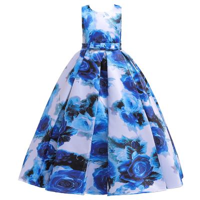 China High Quality Anti-wrinkle Baju Anak Kids Girl Ball Gown Kids Clothing Girls Printed Flower Layered Dresses For 4 - 15Y for sale