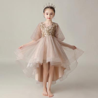 China New Anti-wrinkle Kids Love Sequin Elegant Bridesmaid Dress Wedding Christmas Dress Beading Princess Girl Clothes for sale