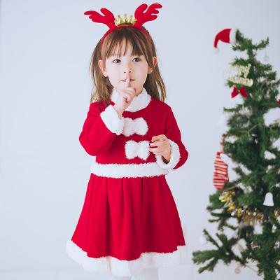 China Christmas Party Thicken Hot Selling Comfortable Cos Girl Dress Fancy Wear Santa Claus Suit Baju Anak Children Breathble Children for sale