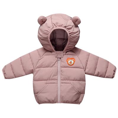 China new style Anti-wrinkle baby boy and girls fleece cotton jacket hooded light up bear decoration boy quilted jacket for sale