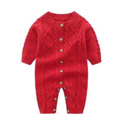 China Wholesale Comfotable Baby Romper Girls Button Knit Sweater Cotton Pure Cotton Pilling Newborn Baby Clothes Anti - for sale