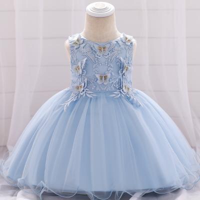 China Hot Sale Anti-wrinkle Summer Winter Baptism Butterfly Embroider Grenadines Infant Pageant Fancy Party Dress For Kids for sale