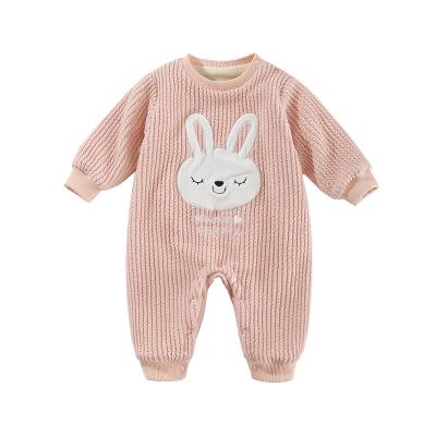 China Comfortable fashion women's baby Autumn And Winter Baby Clothes furry plus velvet newborn baby clothes long-sleeved baby clothes for sale