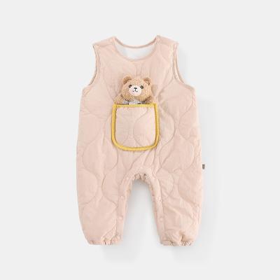 China New Design Autumn Winter Cute Bear High Quality Snap Button Baby Romper Clothes Warm Comfortable Sleeveless Vest for sale