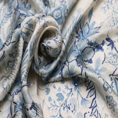 China Anti Pill Digital Printed Jacquard 100 Pure Silk Satin Fabric For Dress for sale