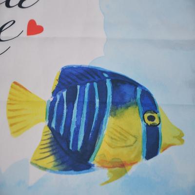 China Sea Fish Viable Custom Design Digital Printing 100 Polyester Printed Fabric For Dress for sale