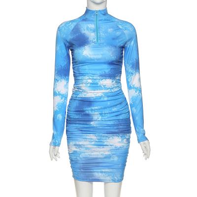 China New Print High Quality Slim Breathable Turtle Neck Skinny Midi Women Dress Casual Bodycon Outfits 2021 for sale