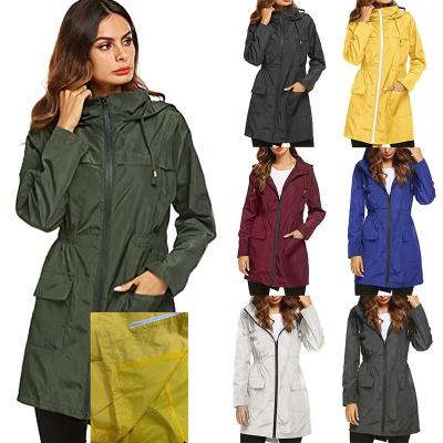 China New Women's Polyester Trench Coat Women's Raincoat Waterproof For Women's Long Style Jacket 2021 for sale