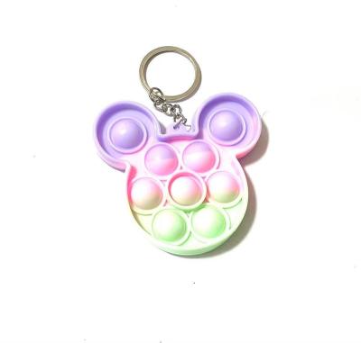 China Soft/Durable Assorted Macaron Colors Mini Bubble Pop It Key Chain 5 Designs fidgety person Educational Toys for sale