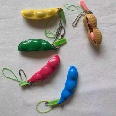 China Squeezable Decompression Toys Creative Novelty Key Chain Squeeze Edamame Peanut Squeeze for sale