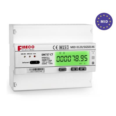 China MI certificated EM737 CT 3*230/400V 3*230/400V din rail electricity meter KWH energy meter KWH energy meter volt amp watt meter for sale