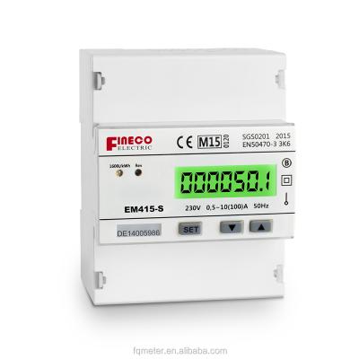 China Factory direct sales EM415-S 230V single phase direct connected metering up to 100A energy meter-100A-S0 pulse output EM415-S for sale