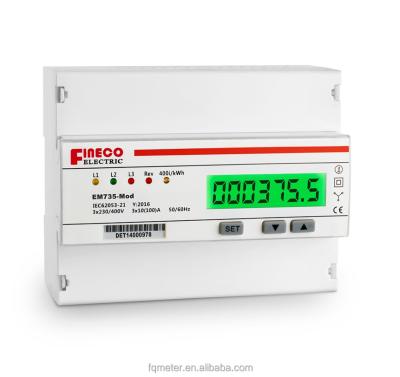 China EM735-Mod 3*230/400V 10(100)A din three-phase rail modbus energy meter EM735-Mod digital for sale