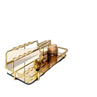 China Nordic Viable Vanity Table Cosmetic Display Organizer Drying Table Brush Makeup Brush Gold Finishing Rack for sale